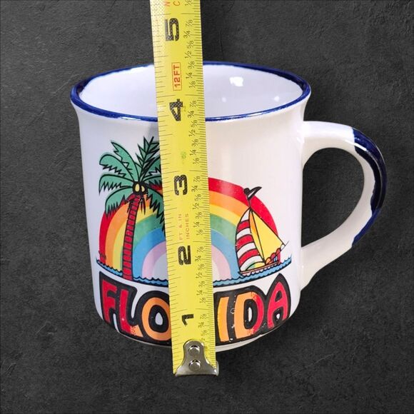 Vintage Florida Souvenir Mug Rainbow Sailboat Palm Tree Coffee Cup Retro - Picture 9 of 9
